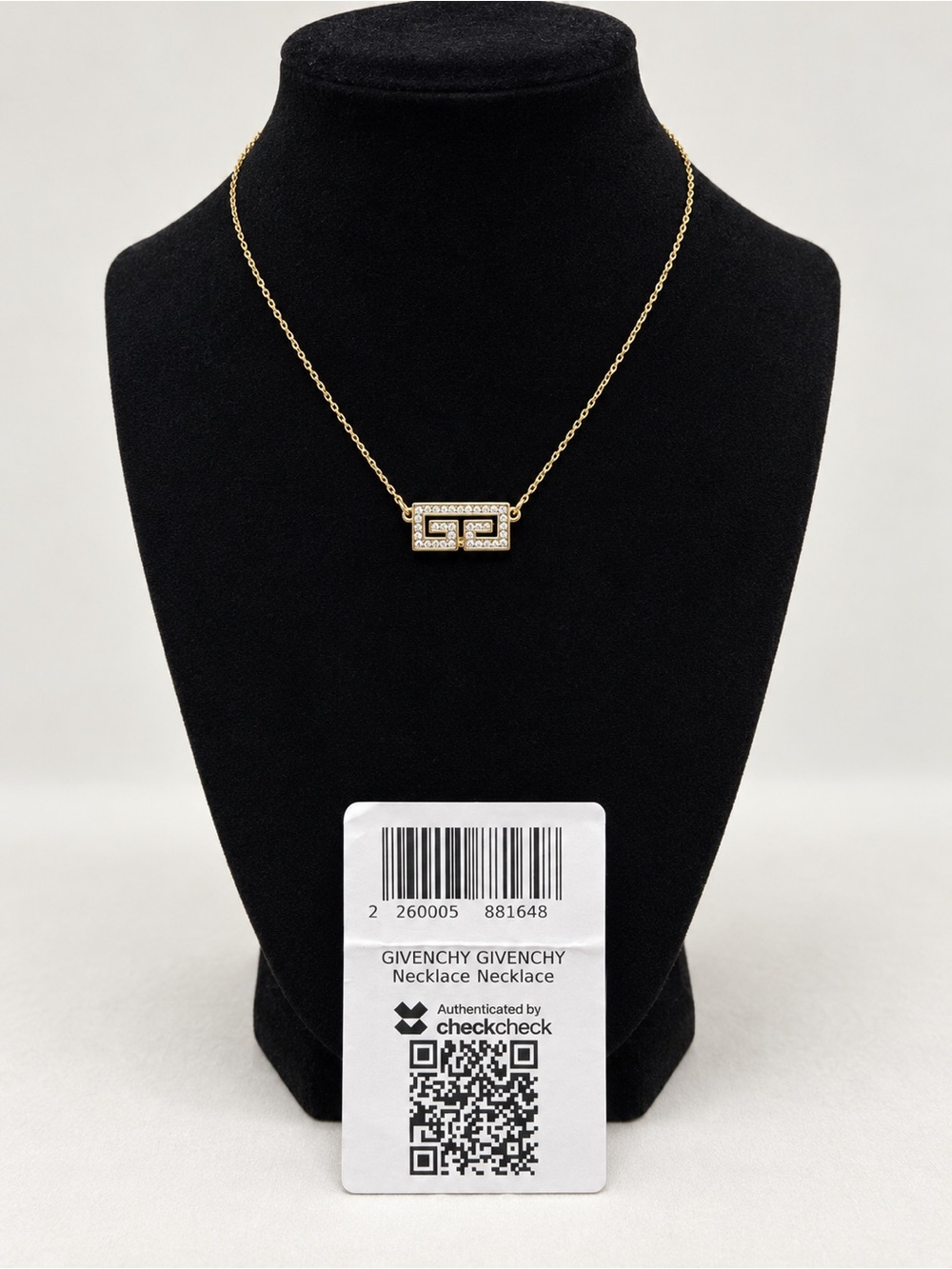 Givenchy Gold and Crystal Double-G Logo Pendant Necklace authentic